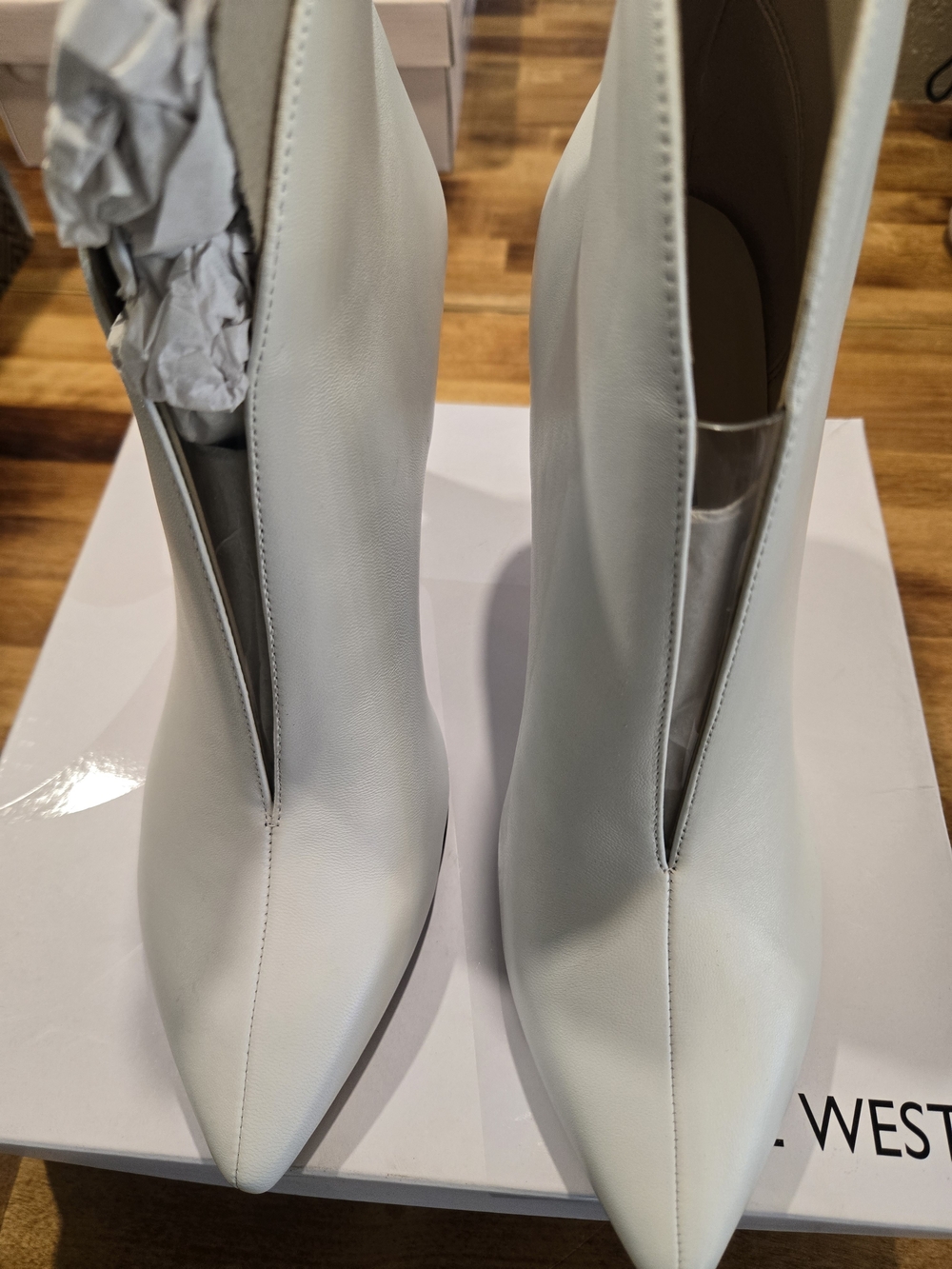 Nine West White Pointed Heel Ankle Boots - Picture 5 of 8